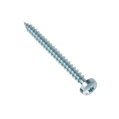 HECO-FIX-plus, Rundkopf, T-Antrieb, Vollgewinde, weiß verzinkt, A2K, geschmierte Beschichtung, Abm. 3,0x20mm - Réf. 20835