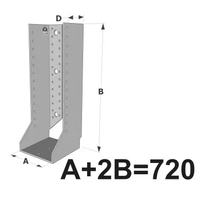Große Balkenschuhe mit Innenlaschen, GSI CLASSIC-Serie (Dicke 4 mm, Tiefe 110 mm) - Réf. GSI720/4X-AL