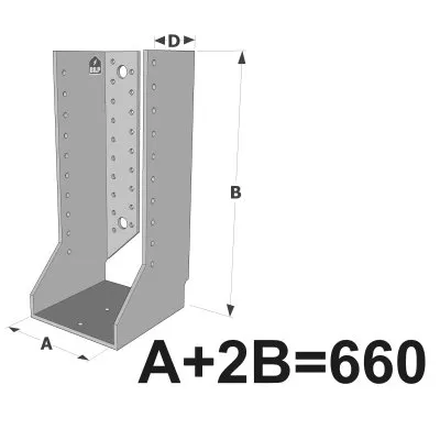Große Balkenschuhe mit Innenlaschen, GSI CLASSIC-Serie (Dicke 4 mm, Tiefe 110 mm) - Réf. GSI660/4X-AL