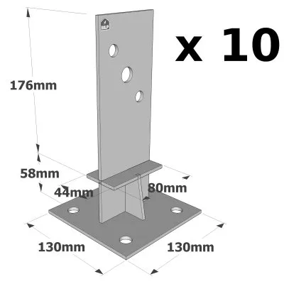 T-Pfostenträger mit Schwert - Edelstahl A4 - Réf. PPSDT230IX_10