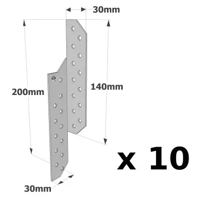 LINKER Sparrenpfettenanker - 30x200x2mm - Réf. PSG200/30/2_10