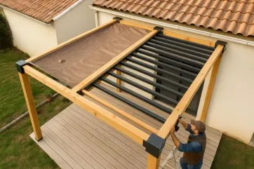 Renovierung einer Pergola: Austausch der PVC-Planen durch verstellbare Aluminiumlamellen