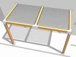 Wandmontierte Pergola aus Holz und Aluminium