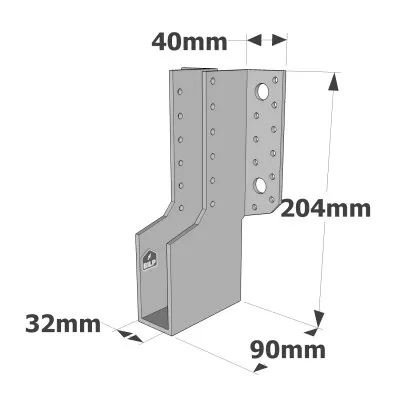 Große Balkenschuhe mit Außenliegenden Schenkeln, Reihe ECONOMIC GLE (Größe 440 mm, Dicke 4 mm, Tiefe 90 mm) - Réf. GLE440/32/4