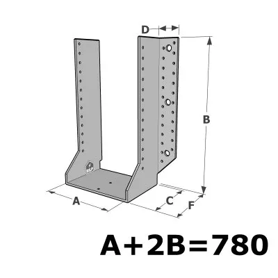 Große Balkenschuhe mit außenliegenden Schenkel, GSE CLASSIC-Sortiment (Dicke 4mm, Tiefe 110mm) - Réf. GSE780/4X-AL