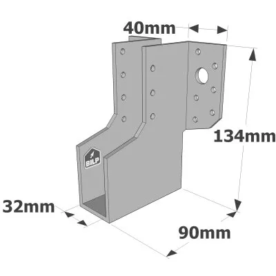 Große Balkenschuhe mit außenliegenden Schenkeln, ECONOMIC GLE-Sortiment (Größe 300mm, Dicke 4mm, Höhe 134mm) - Réf. GLE300/32/4