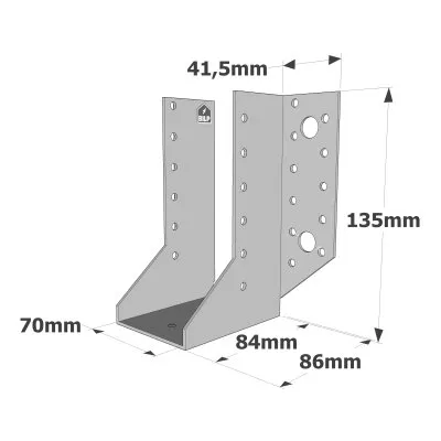 Balkenschuhe mit außenliegenden Schenkeln, SAE CLASSIC-Serie (Dicke 2 mm, Tiefe 84 mm) - Réf. SAE340/70/2