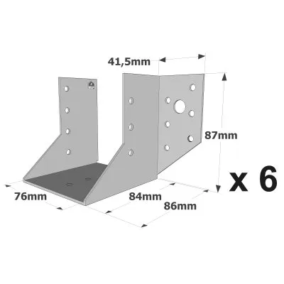 Balkenschuhe mit außenliegenden Schenkeln, SAE CLASSIC-Serie (Dicke 2 mm, Tiefe 84 mm) - Réf. SAE250/76/2_6