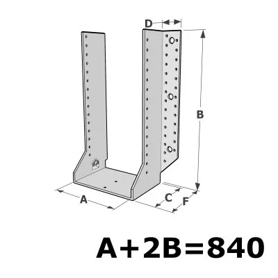 Große Balkenschuhe mit außenliegenden Schenkel, GSE CLASSIC-Sortiment (Dicke 4mm, Tiefe 110mm) - Réf. GSE840/4X-AL