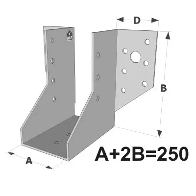 Balkenschuh mit außenliegenden Schenkeln, SAE-Sortiment NACH MAß (Dicke 2 mm, Tiefe 84 mm) - Réf. SAE250/2X
