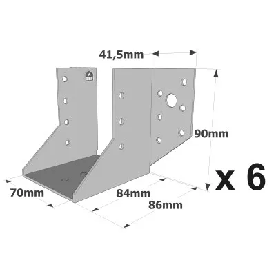 Balkenschuhe mit außenliegenden Schenkeln, SAE CLASSIC-Serie (Dicke 2 mm, Tiefe 84 mm) - Réf. SAE250/70/2_6