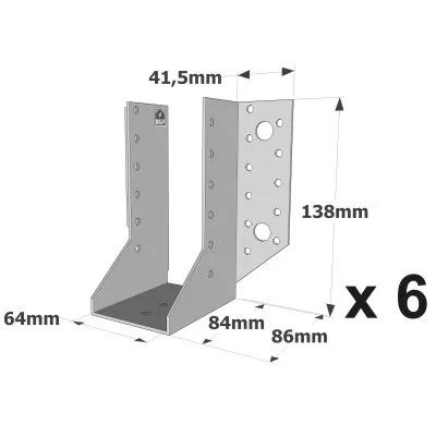 Balkenschuhe mit außenliegenden Schenkeln, SAE CLASSIC-Serie (Dicke 2 mm, Tiefe 84 mm) - Réf. SAE340/64/2_6
