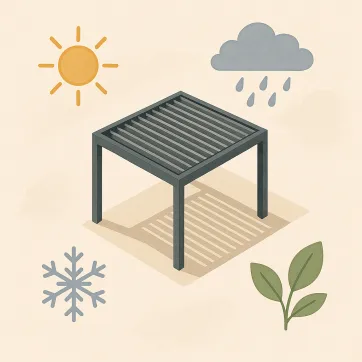Die bioklimatische Pergola im Rhythmus der Jahreszeiten