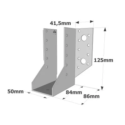 Balkenschuhe mit außenliegenden Schenkeln, SAE CLASSIC-Serie (Dicke 2 mm, Tiefe 84 mm) - Réf. SAE300/50/2