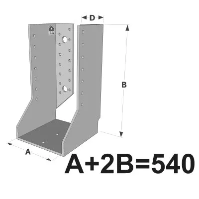 Große Balkenschuhe mit Innenlaschen, GSI CLASSIC-Serie (Dicke 4 mm, Tiefe 110 mm) - Réf. GSI540/4X