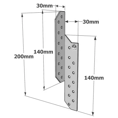 RECHTER Sparrenpfettenanker - 30x200x2mm - Réf. PSD200/30/1.5